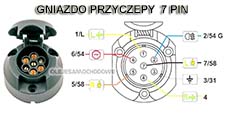 Gniazdo przyczepy elektryczne 7 biegunw 12V