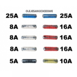 Bezpieczniki samochodowe cylindryczne (1kpl.)